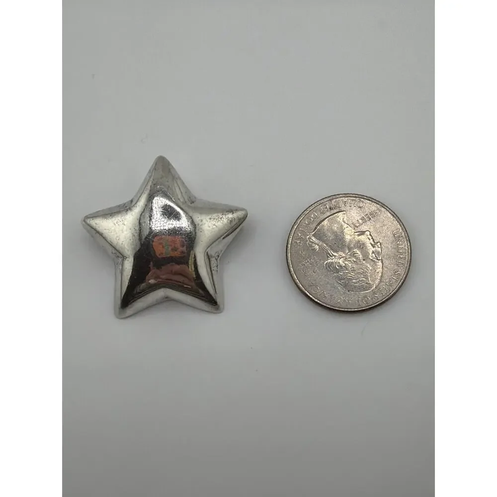 Vintage Mexican Sterling Silver Puffy Star Brooch